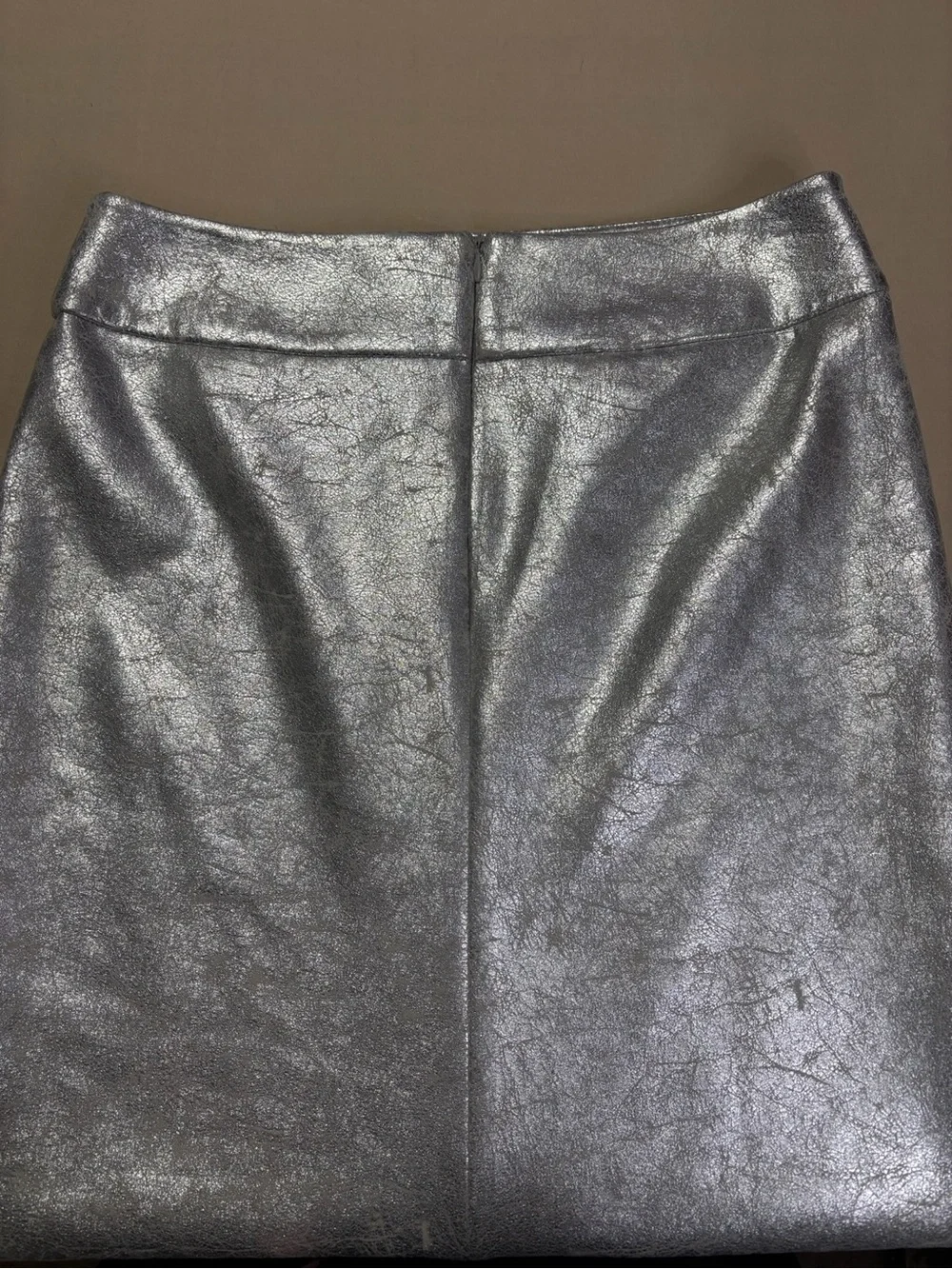 Zara Metallic Silver Midi Pencil Skirt Women's Size Small